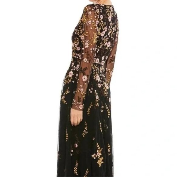 Mac Duggal Floral Embroidered Tea Length A-line Cocktail Dress Size 6 NWT 35103 - Picture 2 of 8